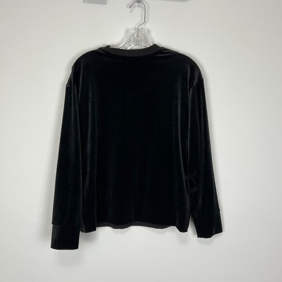 Athleta Womens Retroplush Velvet Crewneck Sweatshirt Black Snap Side size XXS - Picture 9 of 16